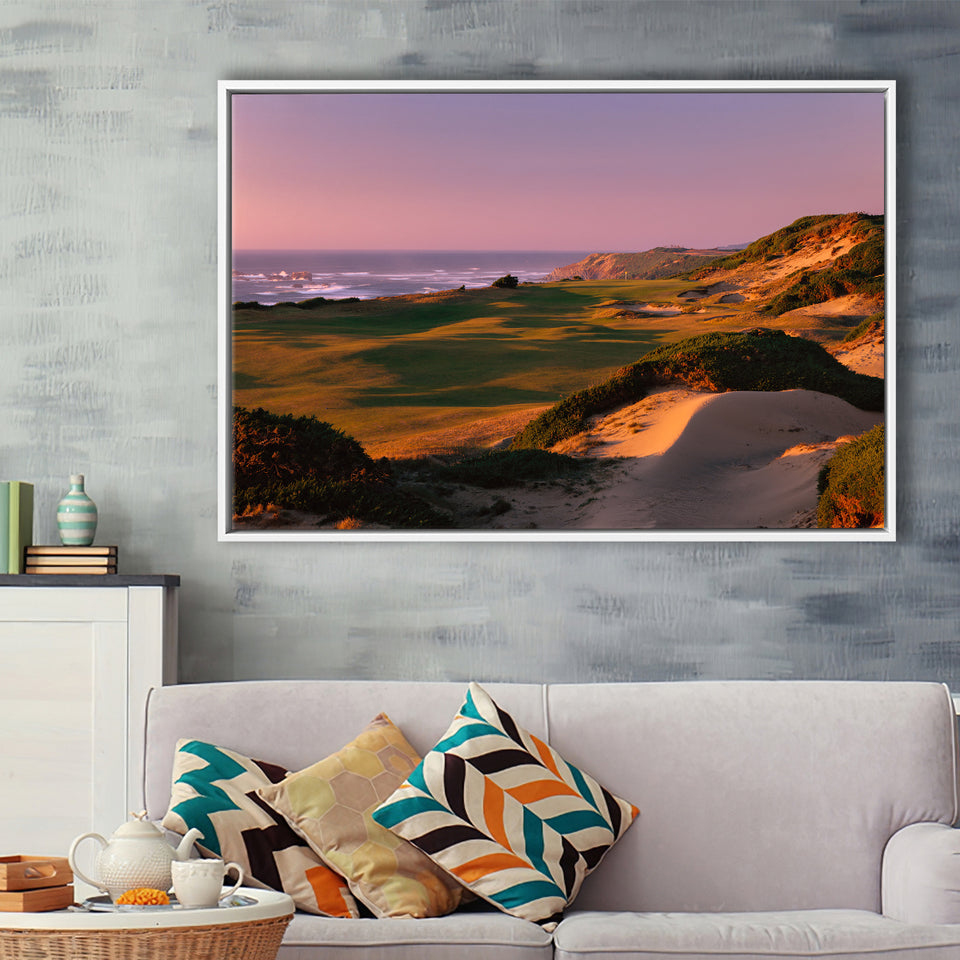 Pacific Dunes Golf Courses Hole 13, Bandon, Oregon, Golf Art Print, Framed Canvas Prints Wall Art Decor, Floating Frame