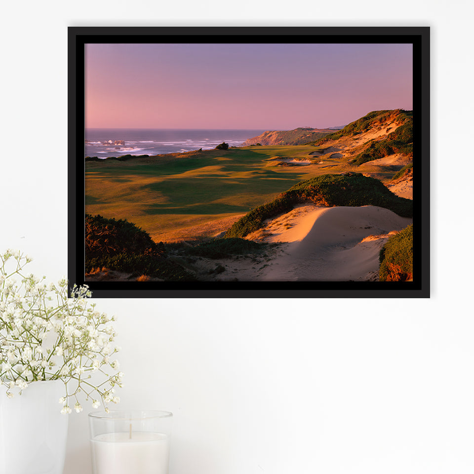 Pacific Dunes Golf Courses Hole 13, Bandon, Oregon, Golf Art Print, Framed Canvas Prints Wall Art Decor, Floating Frame