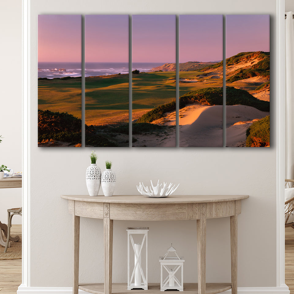 Pacific Dunes Golf Courses Hole 13, Bandon, Oregon, 5 Panels Extra Large Canvas Prints Wall Art Decor