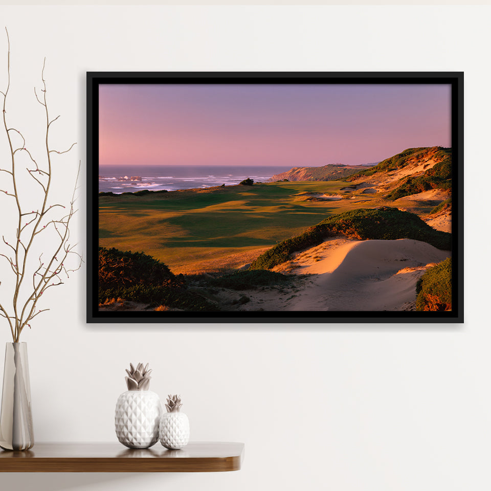 Pacific Dunes Golf Courses Hole 13, Bandon, Oregon, Golf Art Print, Framed Canvas Prints Wall Art Decor, Floating Frame