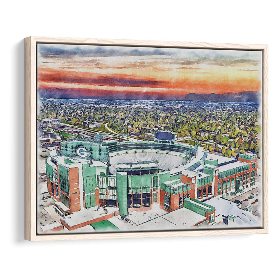 Packers Stadium Lambeau Field Watercolor, Sport Art Prints Fan Gift, Framed Canvas Prints Wall Art Decor