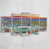 Packers Stadium Lambeau Field Watercolor, 5 Pieces, Multi Panel Canvas Prints Wall Art Decor