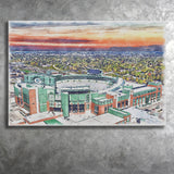 Packers Stadium Lambeau Field Watercolor, Sport Art Prints Fan Gift, Canvas Prints Wall Art Decor