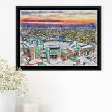 Packers Stadium Lambeau Field Watercolor, Sport Art Prints Fan Gift, Framed Canvas Prints Wall Art Decor