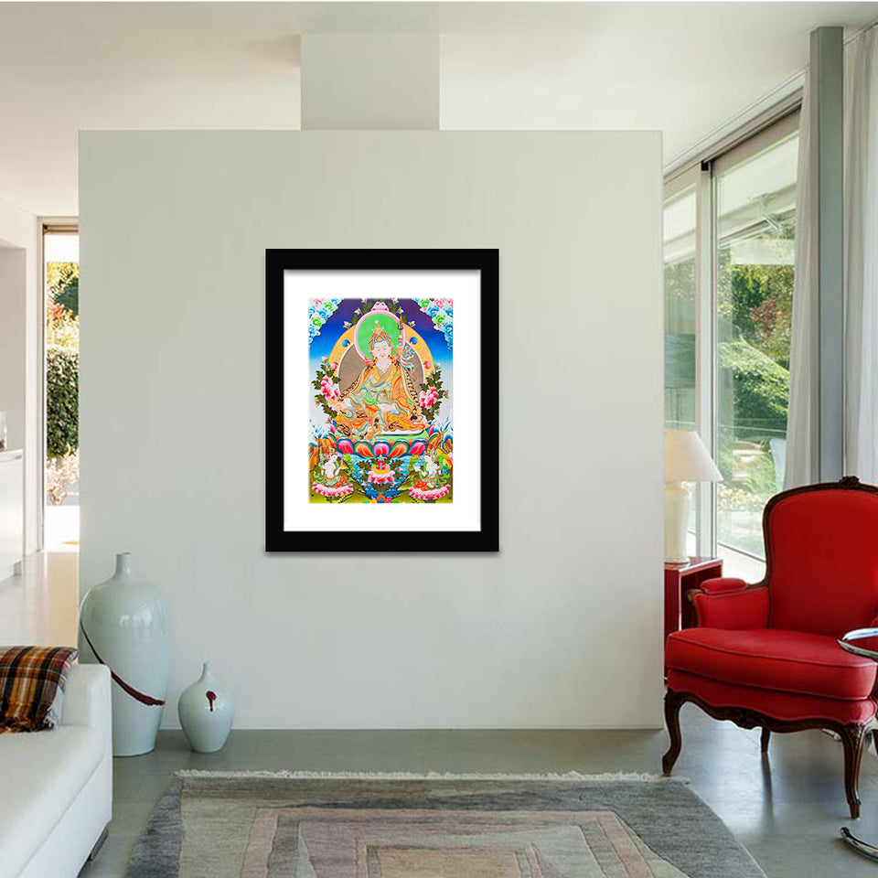 Padmasambhava or Guru Rimpoche - Framed Prints, Painting Art, Art Print, Framed Art, Black Frame