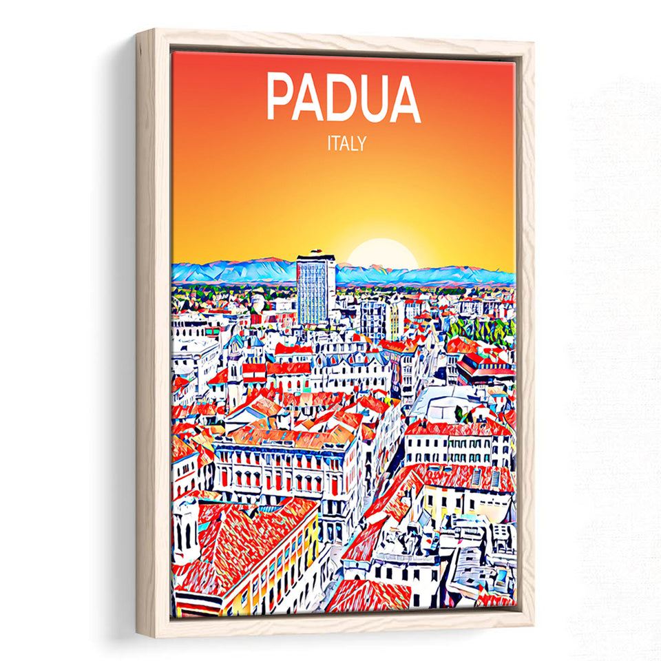 Padua Italy Art Sunset Art Print, Large Canvas, Framed Canvas Print Wall Art Home Decor, Floating Frame