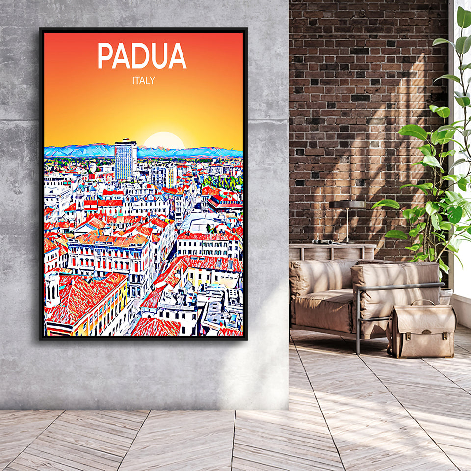 Padua Italy Art Sunset Art Print, Large Canvas, Framed Canvas Print Wall Art Home Decor, Floating Frame