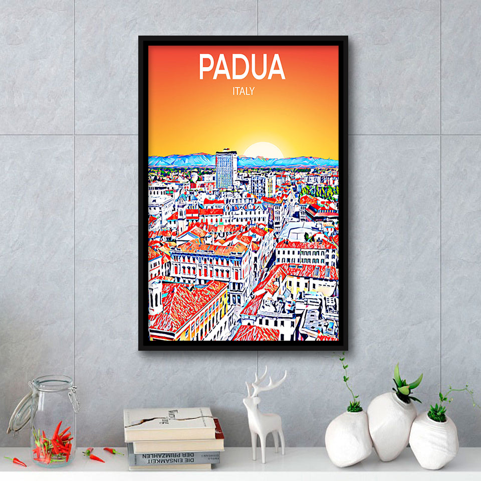 Padua Italy Art Sunset Art Print, Large Canvas, Framed Canvas Print Wall Art Home Decor, Floating Frame