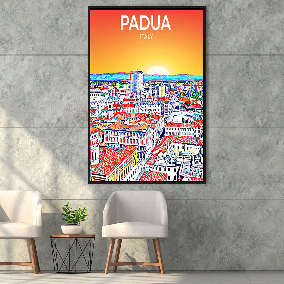 Padua Italy Art Sunset Art Print, Large Canvas, Framed Canvas Print Wall Art Home Decor, Floating Frame