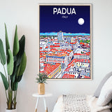 Padua Italy Art Night Art Print, Large Canvas, Framed Canvas Print Wall Art Home Decor, Floating Frame