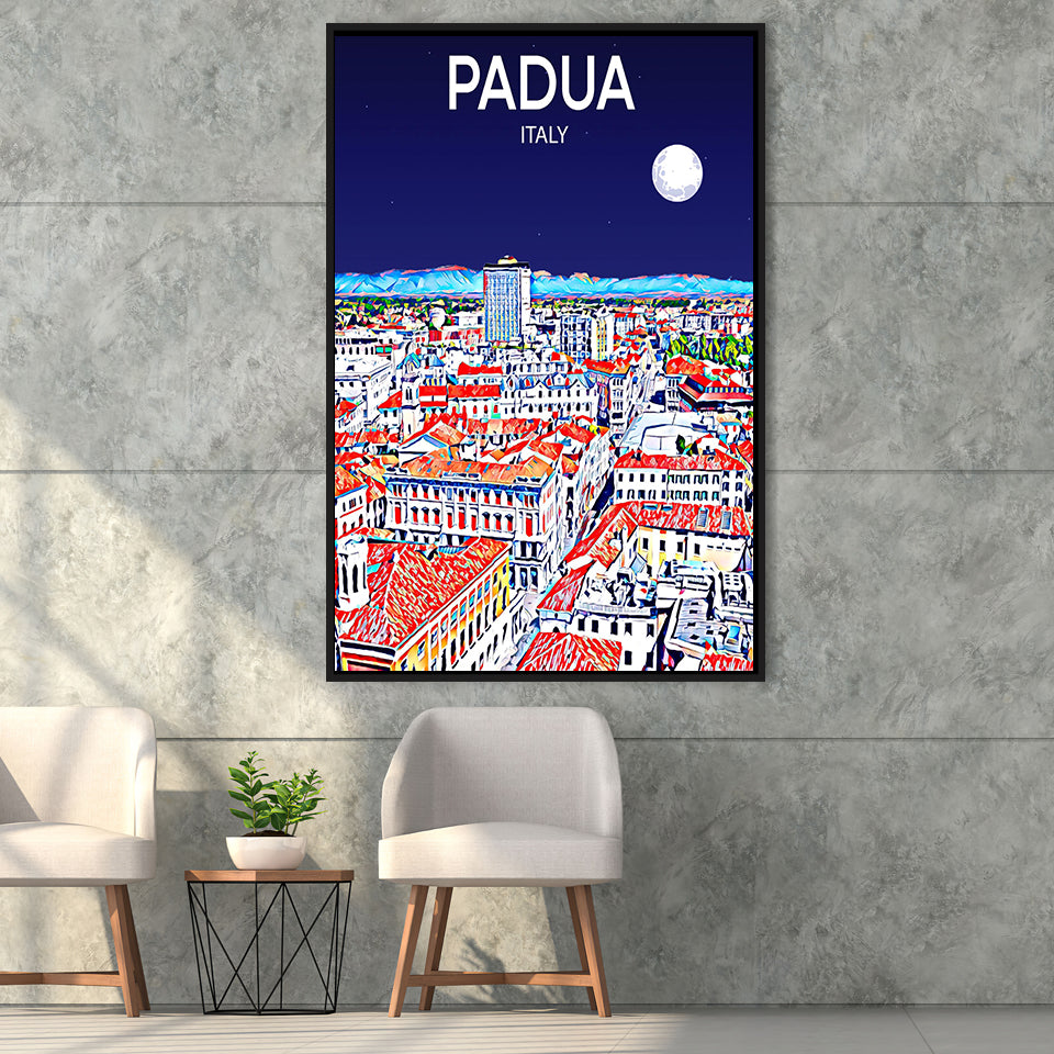 Padua Italy Art Night Art Print, Large Canvas, Framed Canvas Print Wall Art Home Decor, Floating Frame