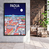 Padua Italy Art Night Art Print, Large Canvas, Framed Canvas Print Wall Art Home Decor, Floating Frame