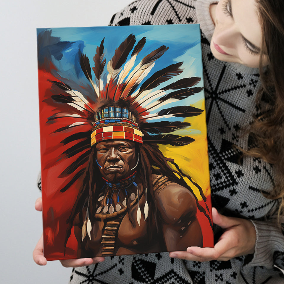 Painting Portrait The Medicine Man African Warrior, Painting Art, Canvas Prints Wall Art Home Decor