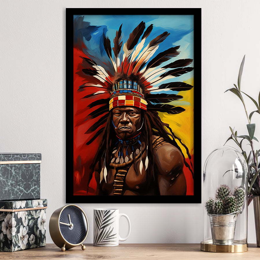 Painting Portrait The Medicine Man African Warrior, Painting Art, Framed Art Prints Wall Decor