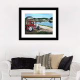 Painting With Tractor And Lake Wall Art Print - Framed Art, Framed Prints, Painting Print