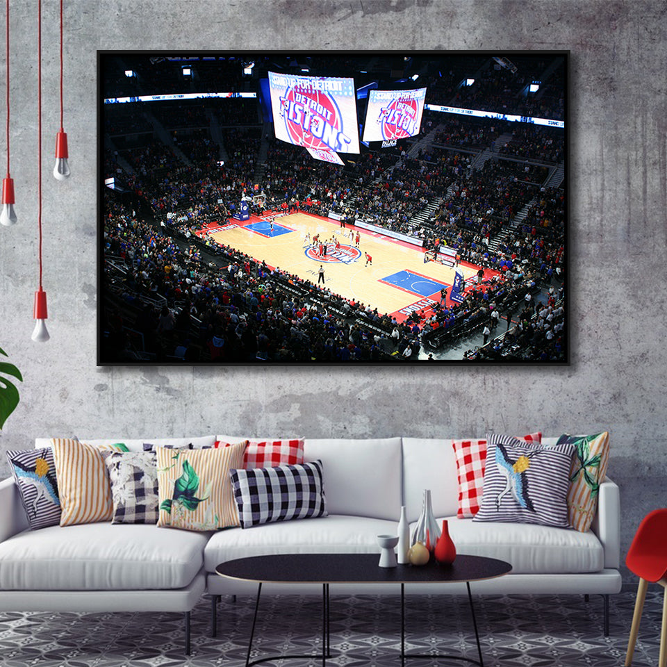 Palace in Auburn Hills Detroit, Stadium Canvas, Sport Art, Gift for him, Framed Canvas Prints Wall Art Decor, Framed Picture