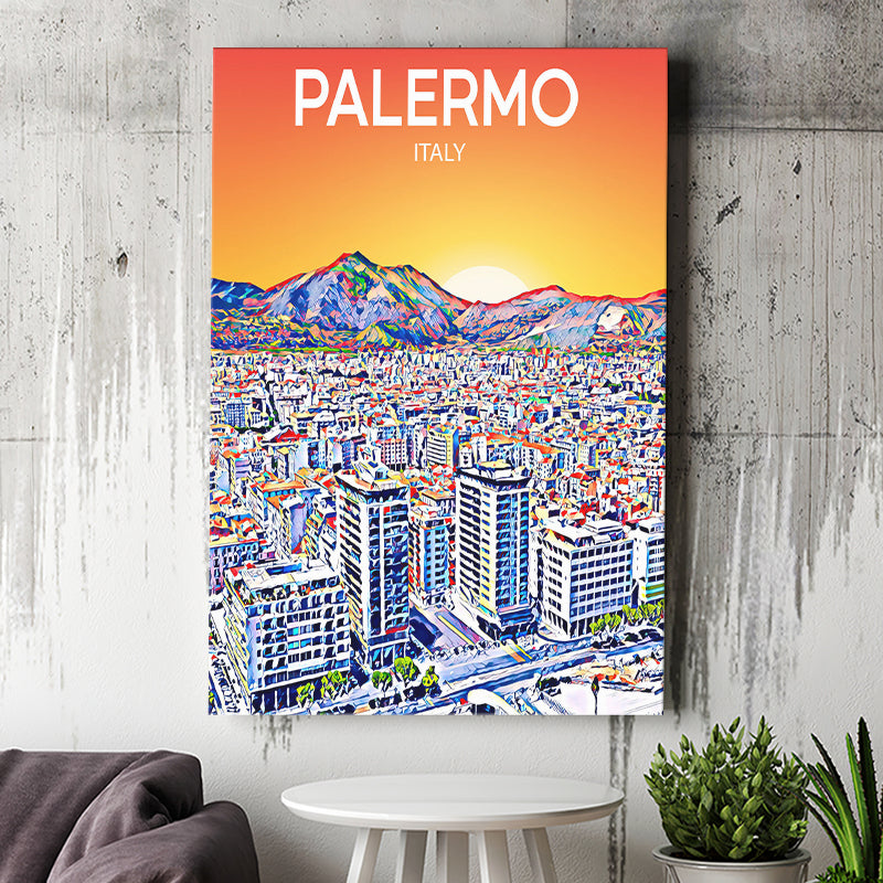 Palermo Italy Art Sunset Art Print ,City Art Print, Large Canvas, Canvas Print Wall Art Home Decor