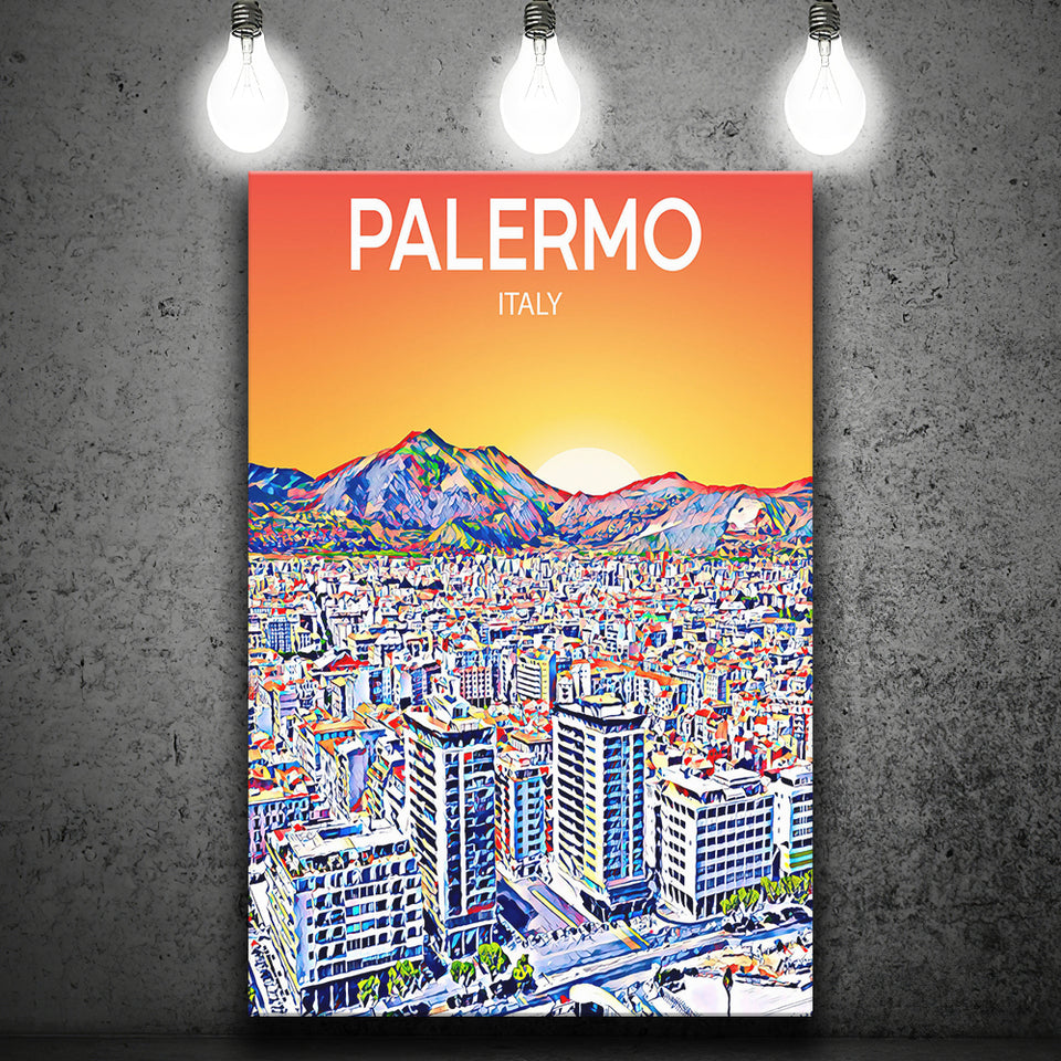Palermo Italy Art Sunset Art Print ,City Art Print, Large Canvas, Canvas Print Wall Art Home Decor