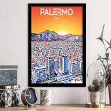 Palermo Italy Art Sunset Art Print, City Art Print, Framed Art Print Wall Art Home Decor, Framed Picture