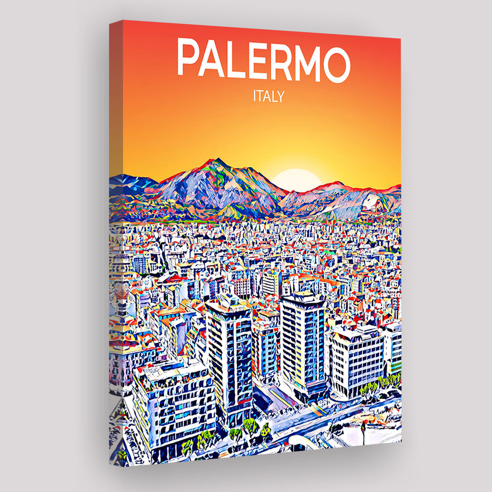 Palermo Italy Art Sunset Art Print ,City Art Print, Large Canvas, Canvas Print Wall Art Home Decor