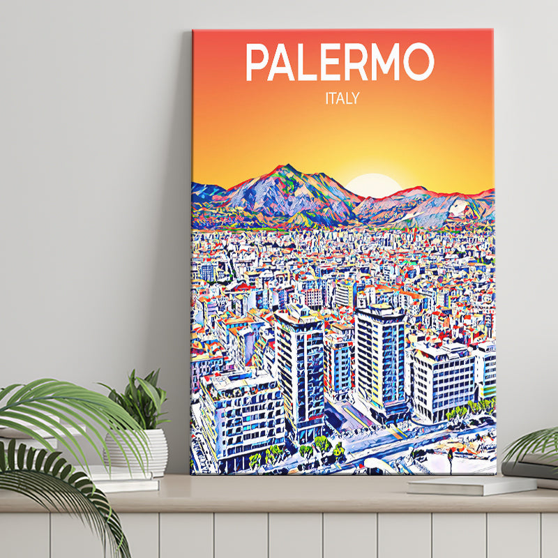 Palermo Italy Art Sunset Art Print ,City Art Print, Large Canvas, Canvas Print Wall Art Home Decor