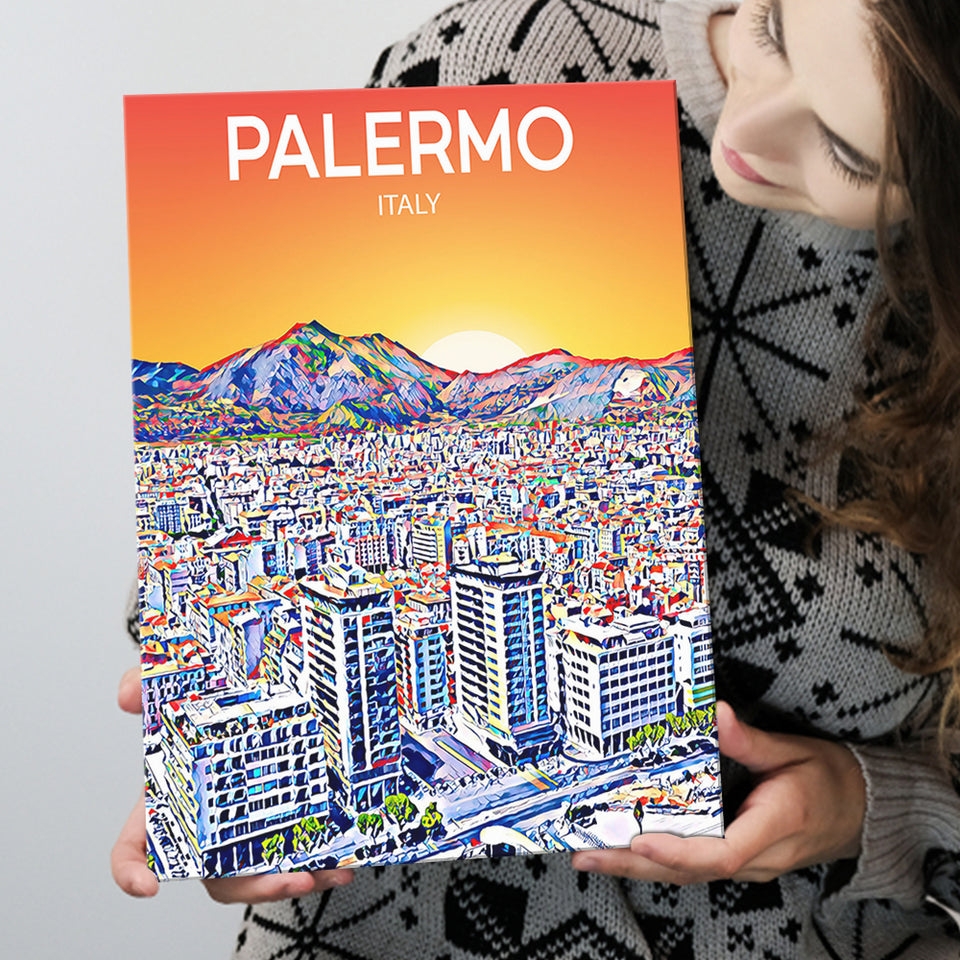 Palermo Italy Art Sunset Art Print ,City Art Print, Large Canvas, Canvas Print Wall Art Home Decor