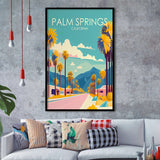 Palm Springs California Retro Art Print, City Art Print, Framed Art Print Wall Art Home Decor, Framed Picture