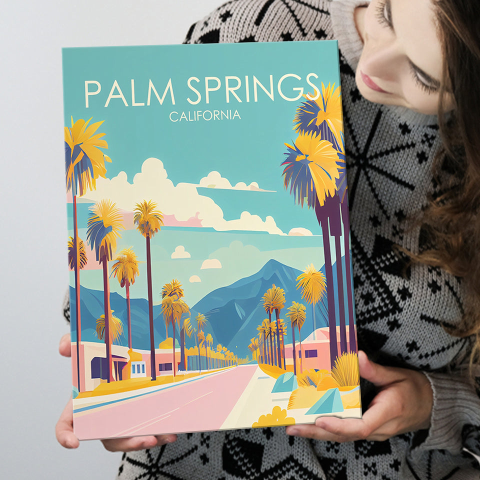 Palm Springs California Retro Art Print ,City Art Print, Large Canvas, Canvas Print Wall Art Home Decor