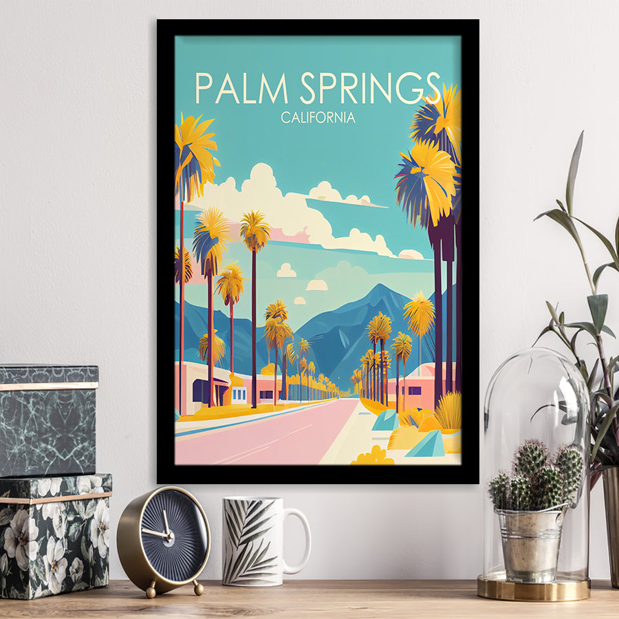 Palm Springs California Retro Art Print, City Art Print, Framed Art Print Wall Art Home Decor, Framed Picture