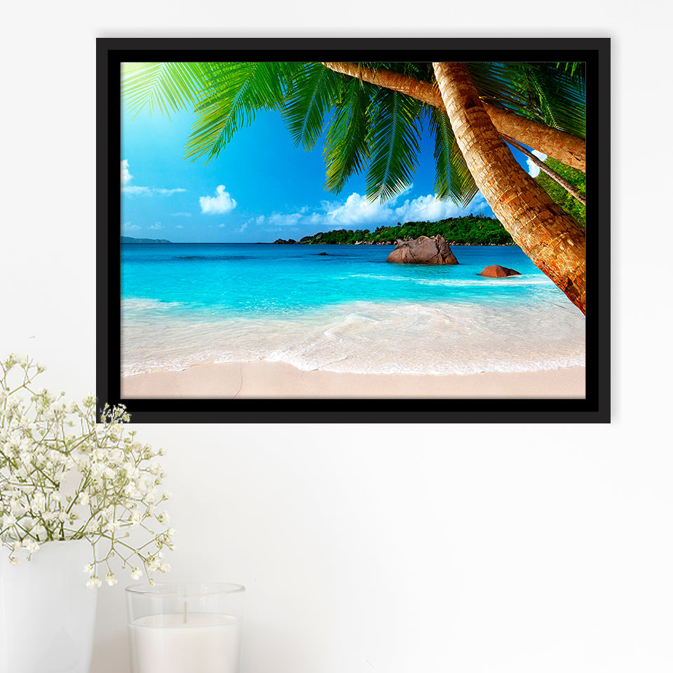Palm Tree Botanical Framed Canvas Prints Wall Art Decor, Framed Picture, Floating Frame
