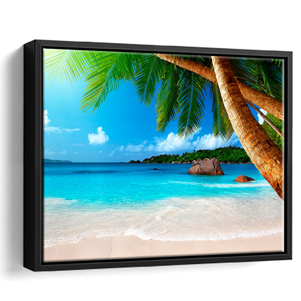 Palm Tree Botanical Framed Canvas Prints Wall Art Decor, Framed Picture, Floating Frame