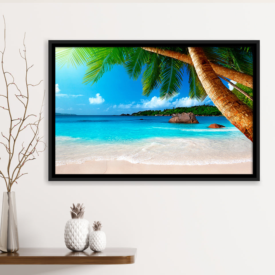 Palm Tree Botanical Framed Canvas Prints Wall Art Decor, Framed Picture, Floating Frame