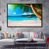 Palm Tree Botanical Framed Canvas Prints Wall Art Decor, Framed Picture, Floating Frame