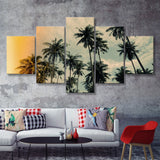 Palm Trees 2 5 Piece Canvas Prints Wall Art Decor - Painting Canvas, Multi Panels