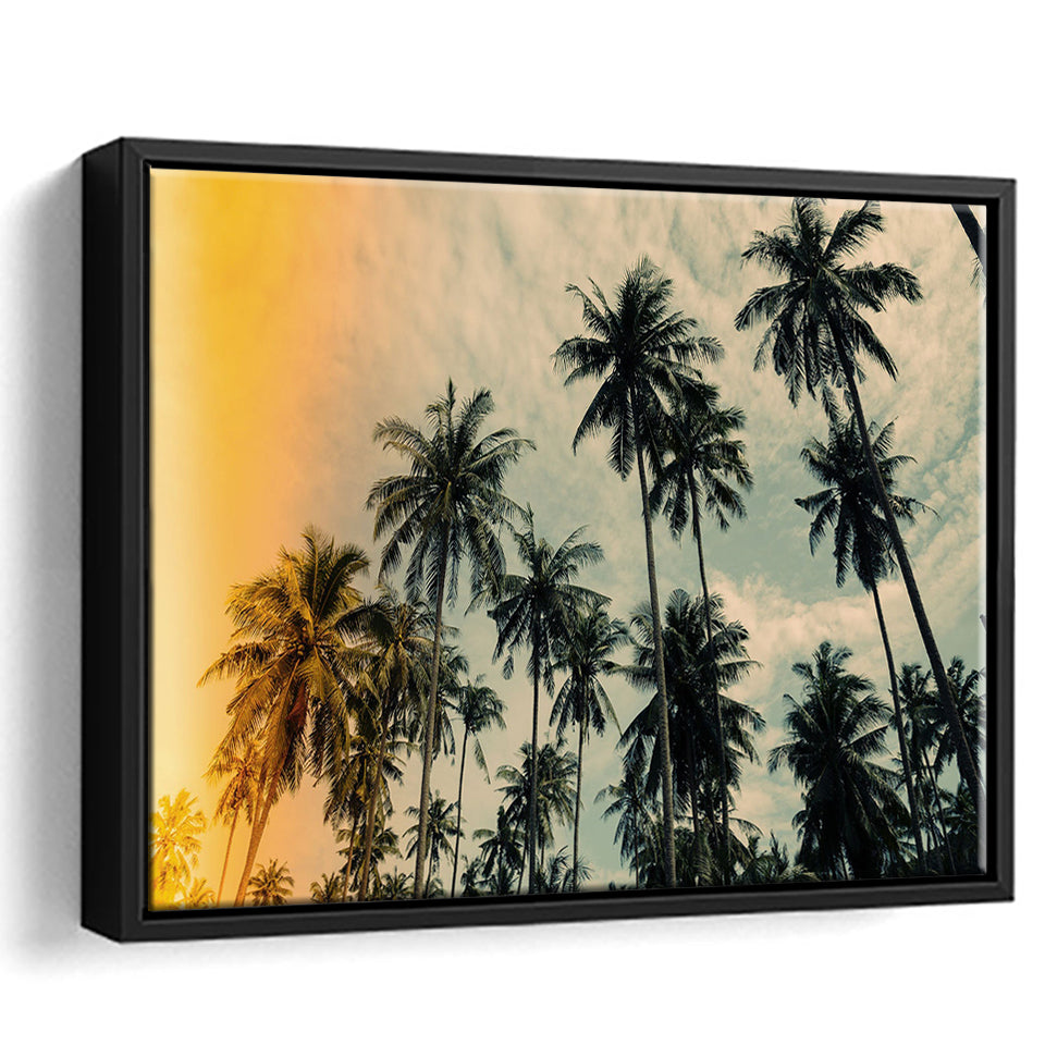 Palm Trees 2 Framed Canvas Prints Wall Art Decor - Paiting Canvas, Art Prints, Floating Frame