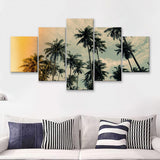 Palm Trees 2 5 Piece Canvas Prints Wall Art Decor - Painting Canvas, Multi Panels