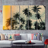 Palm Trees 2 5 Piece B Canvas Prints Wall Art Decor - Painting Canvas, Multi Panels