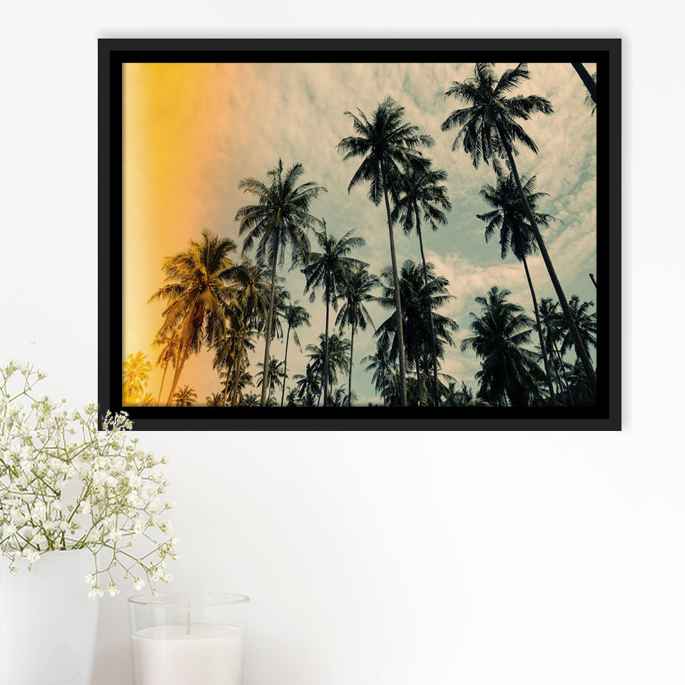 Palm Trees 2 Framed Canvas Prints Wall Art Decor - Paiting Canvas, Art Prints, Floating Frame