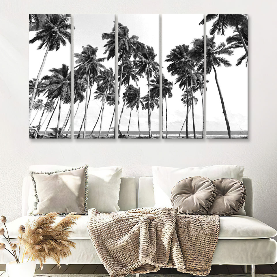 Palm Trees 5 Piece B Canvas Prints Wall Art Decor - Painting Canvas, Multi Panels