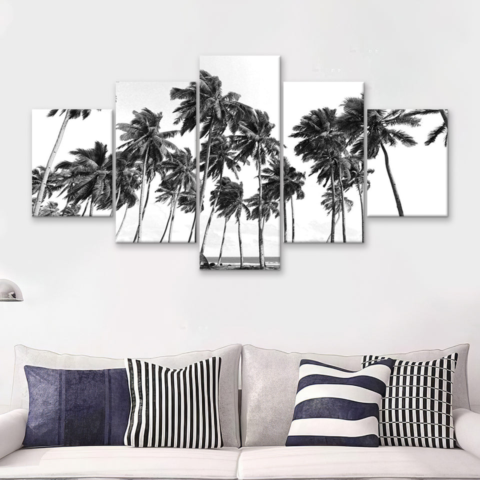 Palm Trees 5 Piece Canvas Prints Wall Art Decor - Painting Canvas, Multi Panels