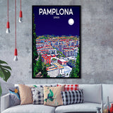 Pamplona Spain Art Night Art Print, City Art Print, Framed Art Print Wall Art Home Decor, Framed Picture