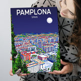 Pamplona Spain Art Night Art Print ,City Art Print, Large Canvas, Canvas Print Wall Art Home Decor