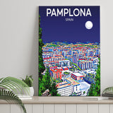 Pamplona Spain Art Night Art Print ,City Art Print, Large Canvas, Canvas Print Wall Art Home Decor
