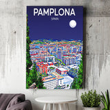 Pamplona Spain Art Night Art Print ,City Art Print, Large Canvas, Canvas Print Wall Art Home Decor
