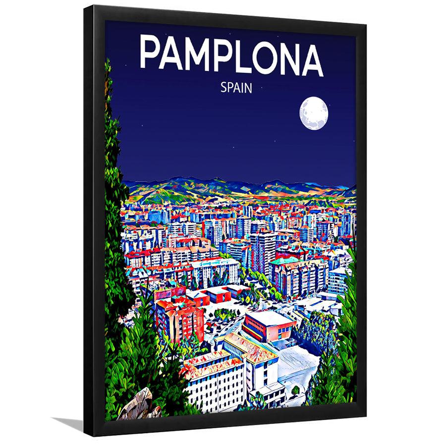 Pamplona Spain Art Night Art Print, City Art Print, Framed Art Print Wall Art Home Decor, Framed Picture