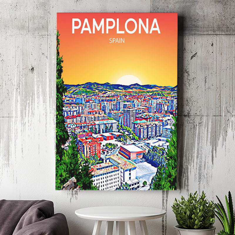 Pamplona Spain Art Sunset Art Print ,City Art Print, Large Canvas, Canvas Print Wall Art Home Decor