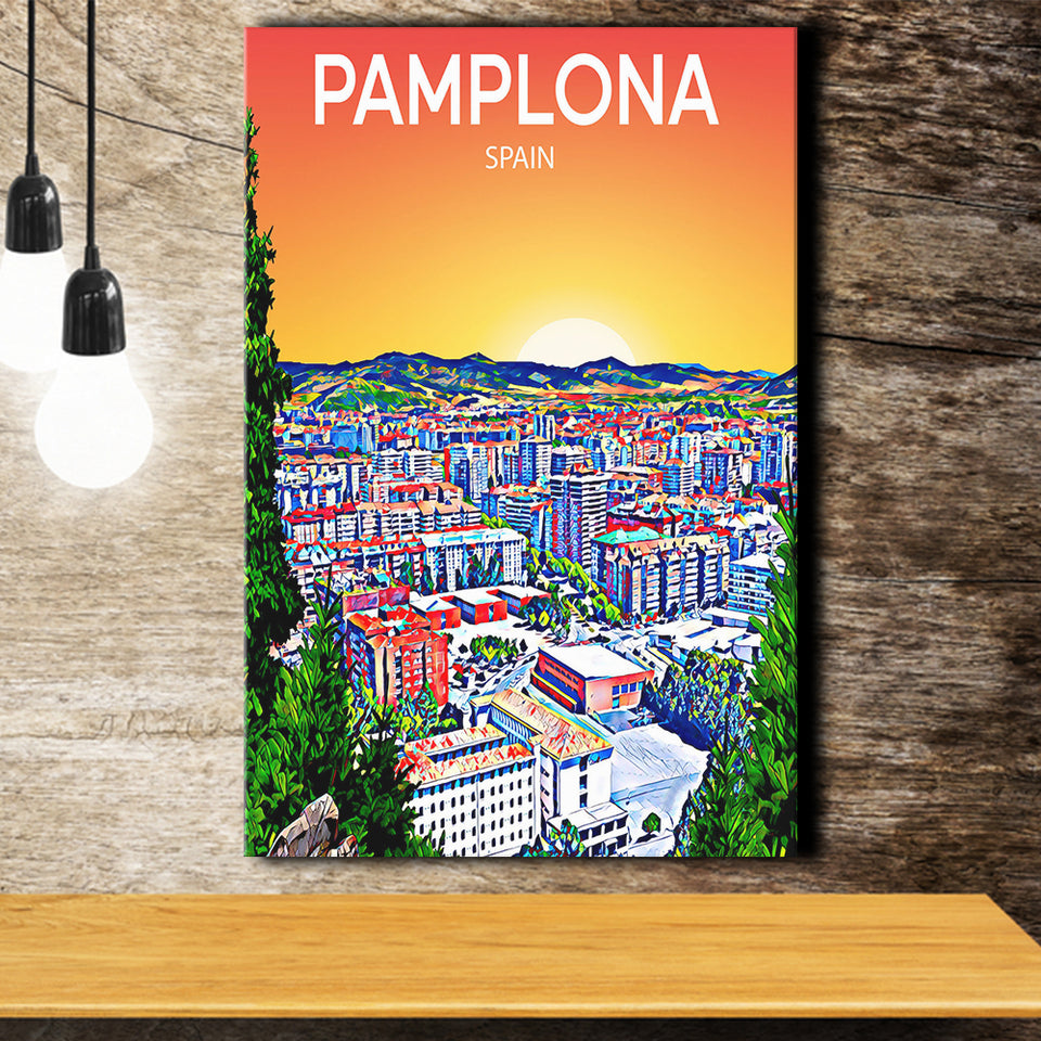 Pamplona Spain Art Sunset Art Print ,City Art Print, Large Canvas, Canvas Print Wall Art Home Decor