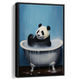 Panda In Bathtube Bathroom Art Funny Panda Painting V2,Framed Canvas Prints,Floating Frame, Wall Art Home Decor