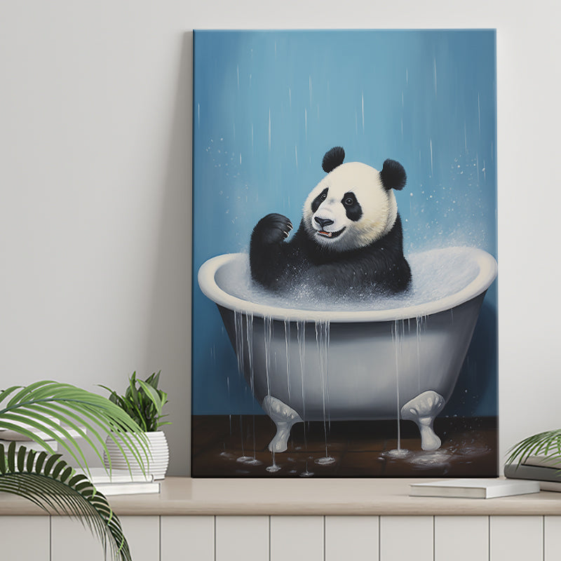 Panda In Bathtube Bathroom Art Funny Panda Painting V2, Painting Art, Canvas Prints Wall Art Home Decor