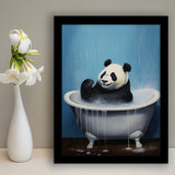 Panda In Bathtube Bathroom Art Funny Panda Painting V2, Painting Art, Framed Art Prints Wall Decor